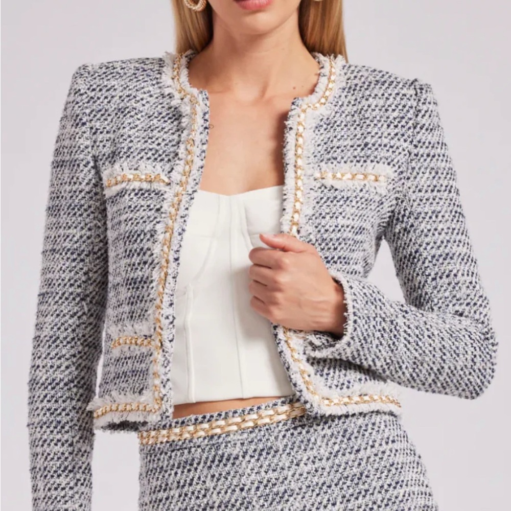 NWT!!! Generation Love SERENA TWEED JACKET White/Indigo | L